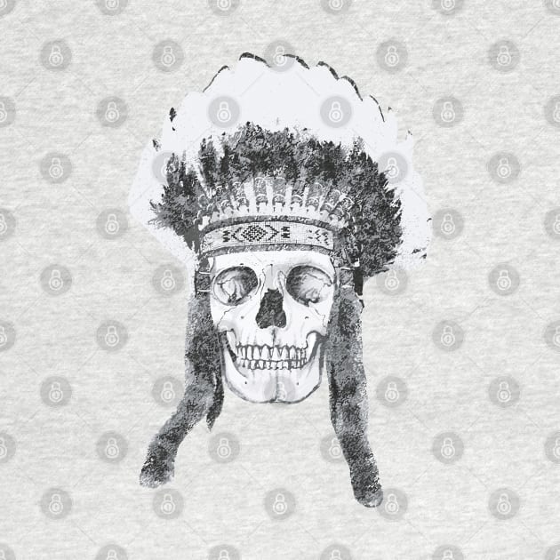 Skull Native American Headdress by wamtees